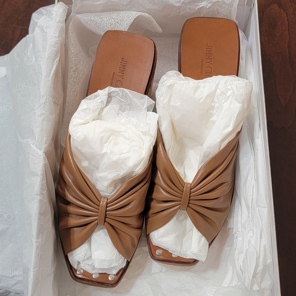 NIB Jimmy Choo June leather designer wedge